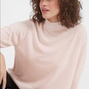 Everlane merino wool mock-neck pink sweater